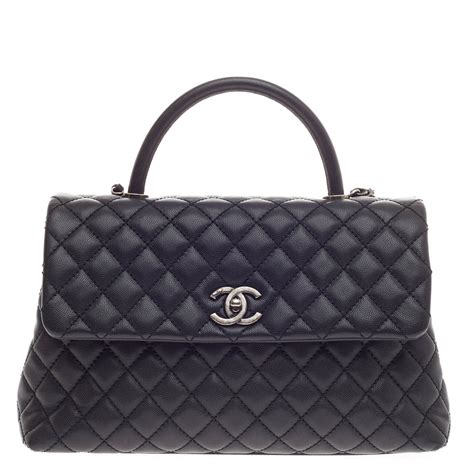 chanel coco handle all black|Chanel coco top handle medium.